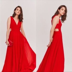 Fame and Partners Red Maxi Dress with Cutout Waist